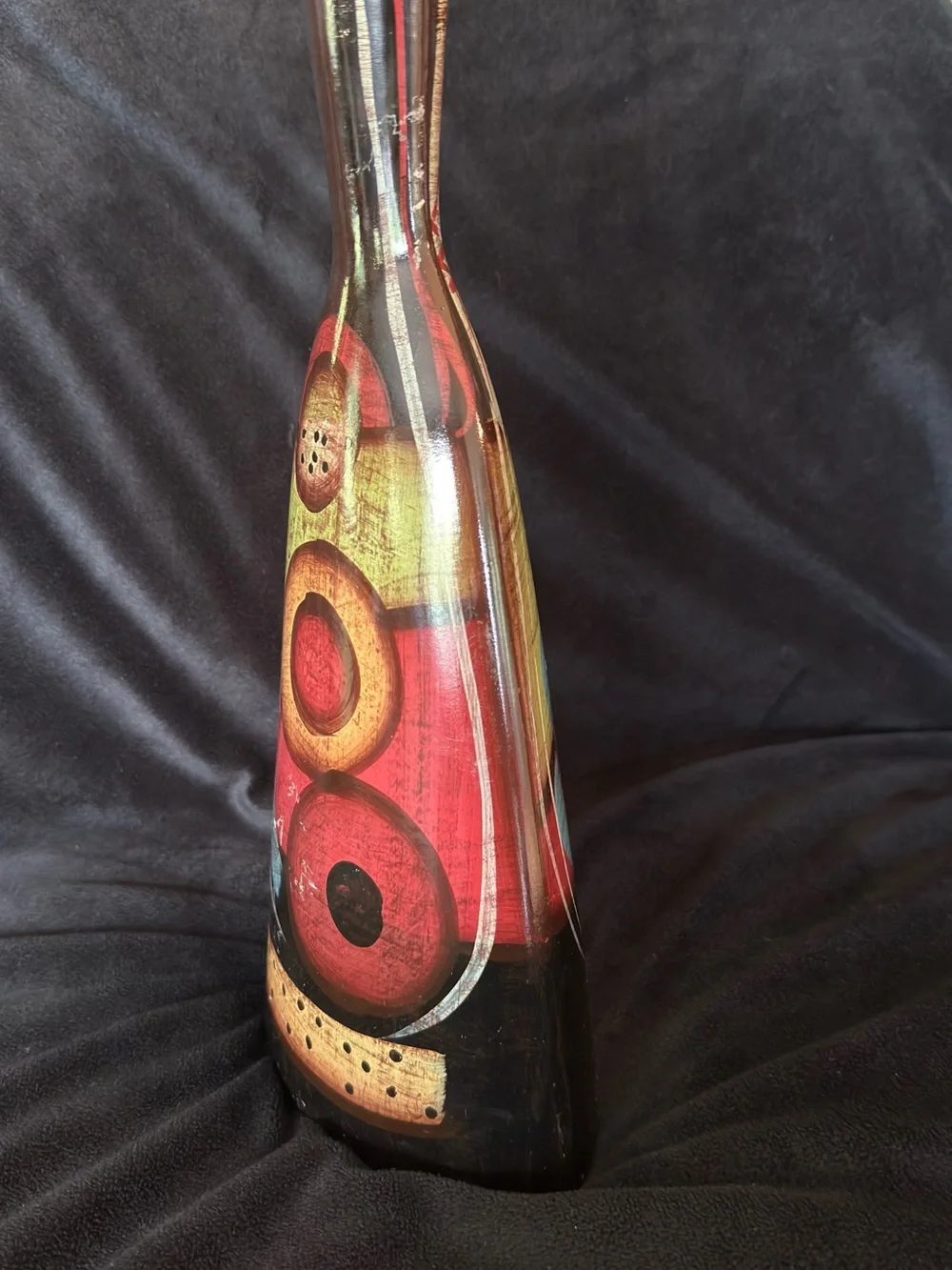 Hand-Painted Multicolor Decorative Ceramic Vase 12.5” Tall x 6” - Home Accents